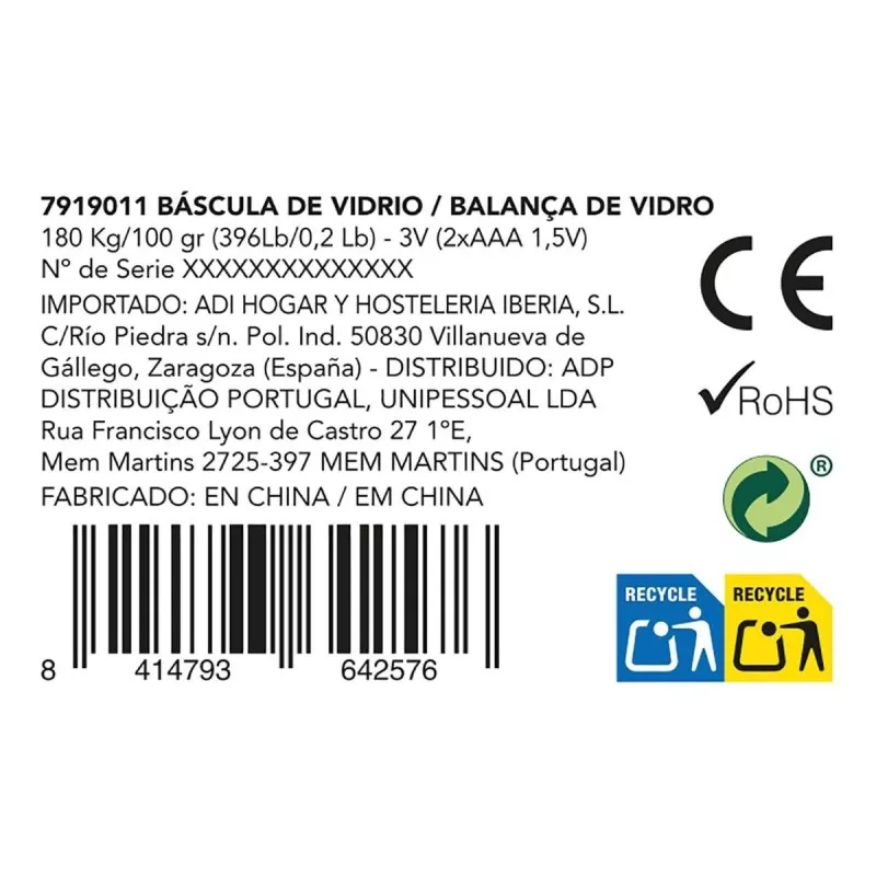 BASCULA BAÑO DCOOK 7919011