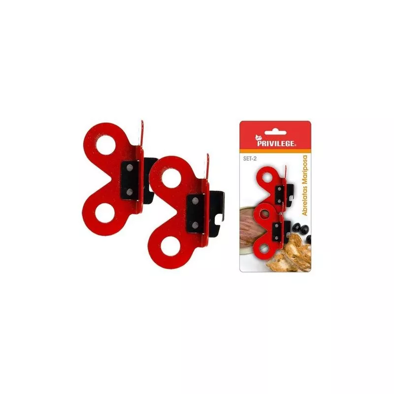 Abrelatas mariposa Privilege set 2 unidades color rojo, diseño práctico de metal con mango ergonómico para fácil uso