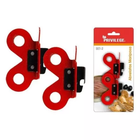 Abrelatas mariposa Privilege set 2 unidades color rojo, diseño práctico de metal con mango ergonómico para fácil uso