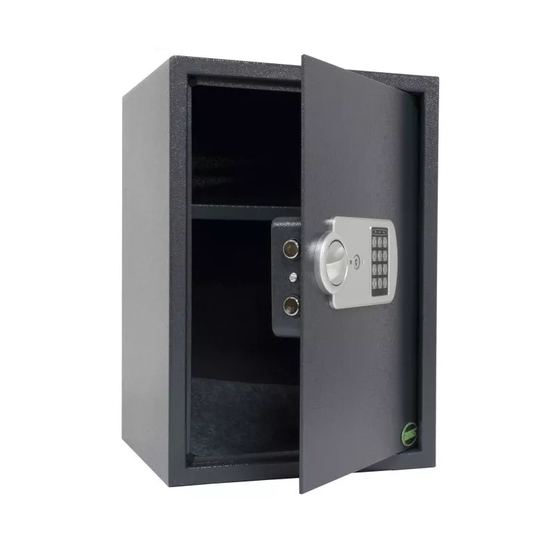 CAJA FUERTE AMIG TOPSECURE 23*17 24791 de acero gris con cerradura electrónica y sistema de doble anclaje.