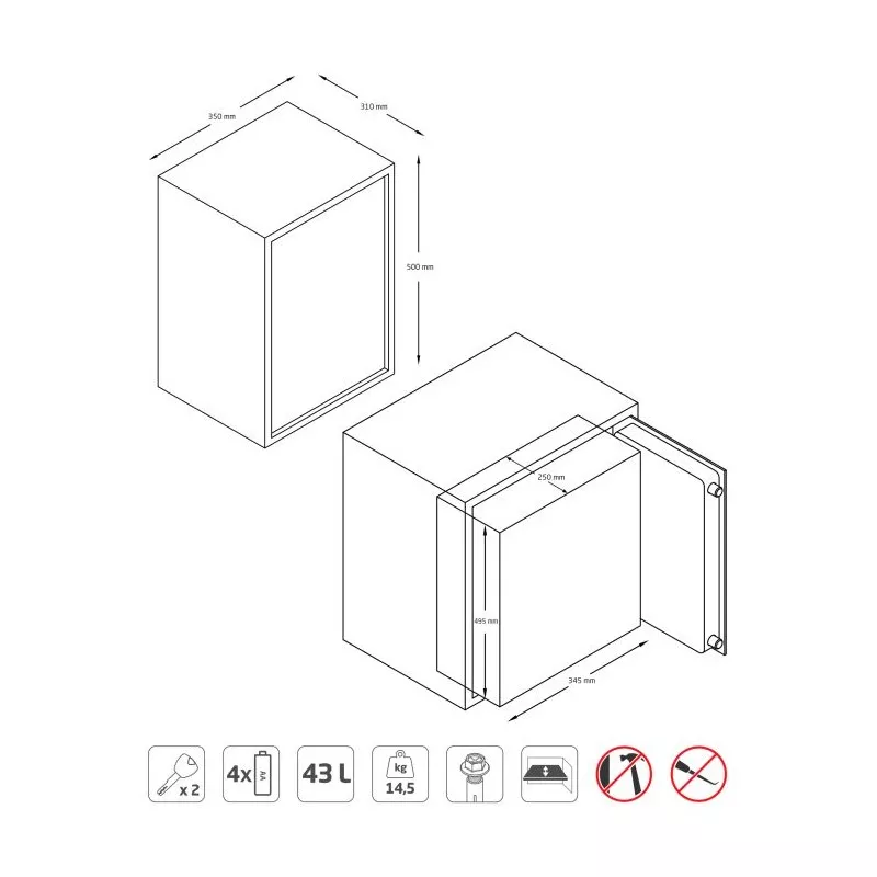 Caja fuerte AMIG TopSecure 23*17 24791 de acero, con acabado mate y diseño compacto ideal para seguridad en oficina.