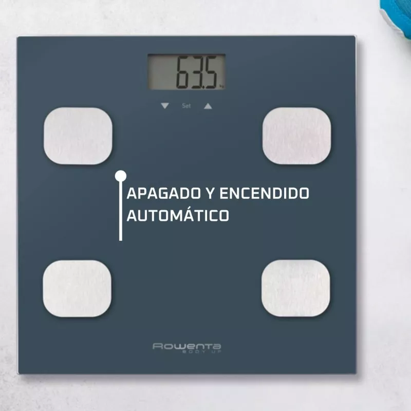 Báscula de baño Rowenta BR2520V0 Body Up – 150 kg, cristal templado 30×30 cm, memoria 8 usuarios, IMC