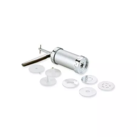 Churrera Ilsa 700 metálica para churros y pastas en acero inoxidable con diferentes boquillas intercambiables.