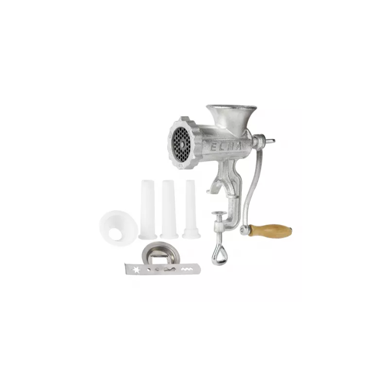 PICADORA DE CARNE MANUAL ELMA Nº 8 23080 – HIERRO FUNDIDO, Cuerpo de hierro fundido y cuchilla de acero carbono con accesorios i