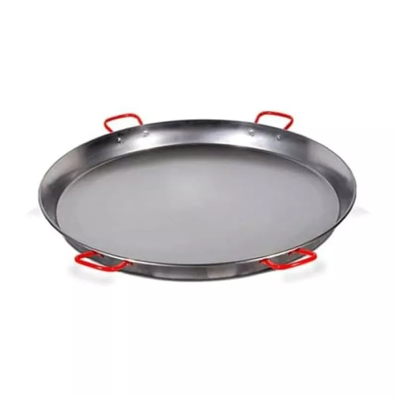 Paellera Garcima 100 cm de hierro pulido profesional con asas rojas y capacidad para 85 raciones