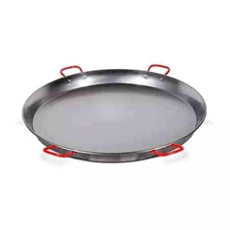 Paellera Garcima 100 cm de hierro pulido profesional con asas rojas y capacidad para 85 raciones
