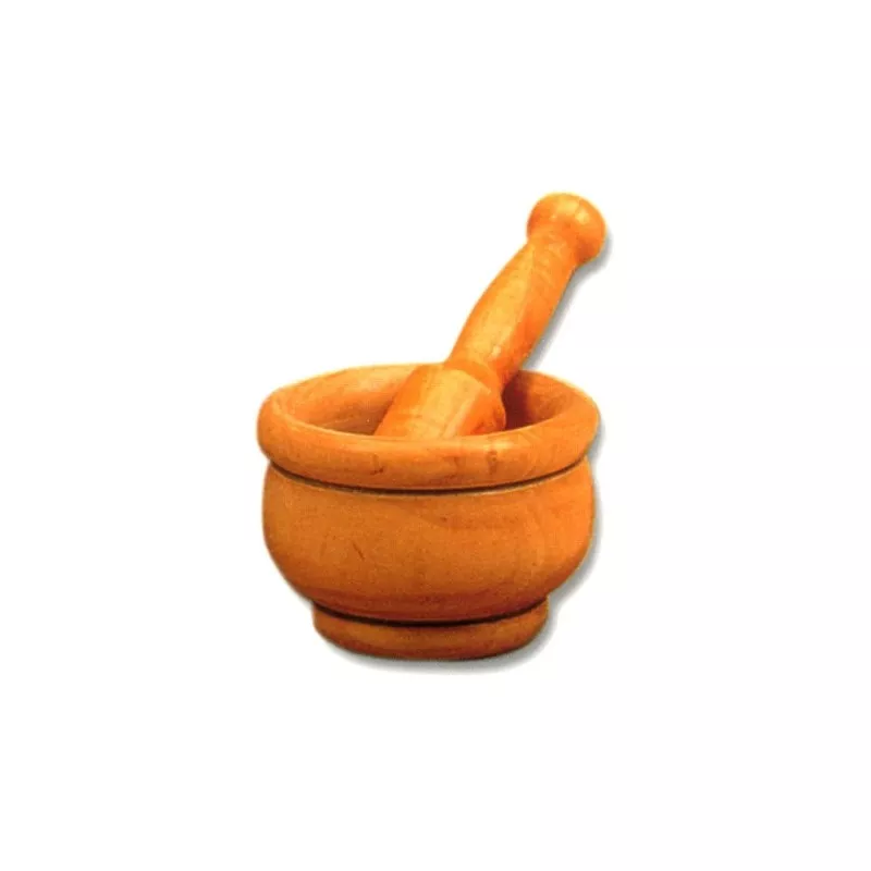 Mortero de madera Inalsa 6168 con mano 12 cm, de diseño clásico y acabado liso en color madera natural.