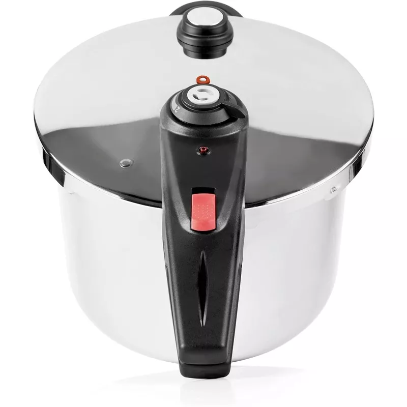 Olla a presión Lacor 71886 Master 6 L de acero inoxidable con diseño moderno y fondo full induction.