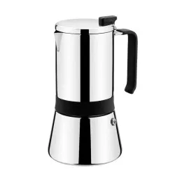 Cafetera italiana Monix Aroma – 10 tazas, acero inox 18/10, apta inducción, mango soft touch