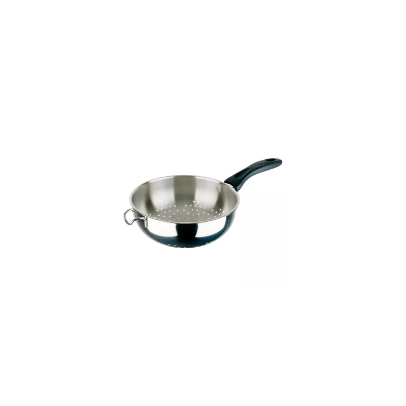 Escurridor con mango Inoxibar 53020 20 cm inox 18/10 con diseño perforado y acabado brillante, ideal para cocina.