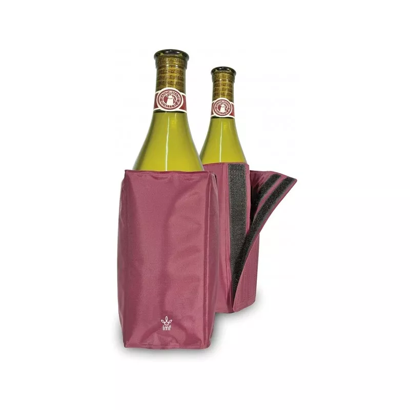 Manta térmica enfriadora botella IMF 0025 flexible reutilizable color burdeos con material aislante y diseño compacto