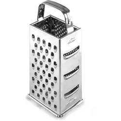 Rallador 4 caras Lacor 60305 acero inoxidable 23 cm con mango ergonómico y diseño funcional para un fácil uso.