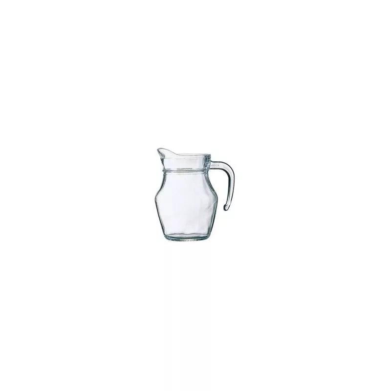 JARRA ARC 0.500 RFº 36341 de vidrio transparente con diseño hexagonal y asa ergonómica ideal para servir líquidos