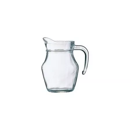 JARRA ARC 0.500 RFº 36341 de vidrio transparente con diseño hexagonal y asa ergonómica ideal para servir líquidos