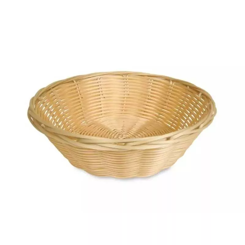 Cesta pan poly-rattan redonda 15 cm 9009 Supreminox color natural con diseño trenzado y acabado liso.
