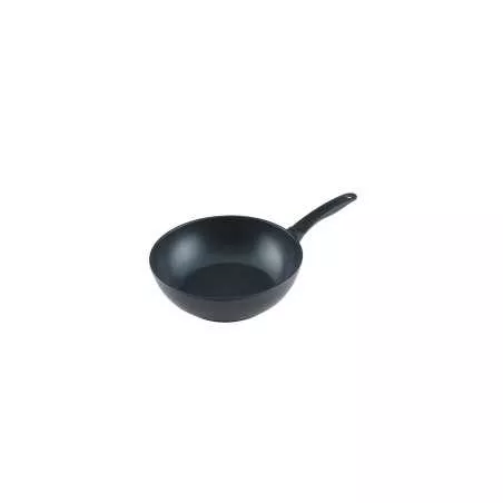 Wok aluminio 28cm Easy Induction Kuhn Rikon en color negro, diseño ligero y antiadherente para una fácil cocción.