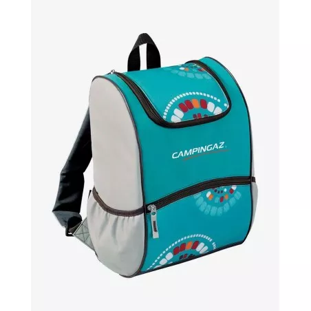Mochila térmica Campingaz 2227041 Ethnic Bacpac 9L en colores azul y gris, con diseño étnico y material aislante.