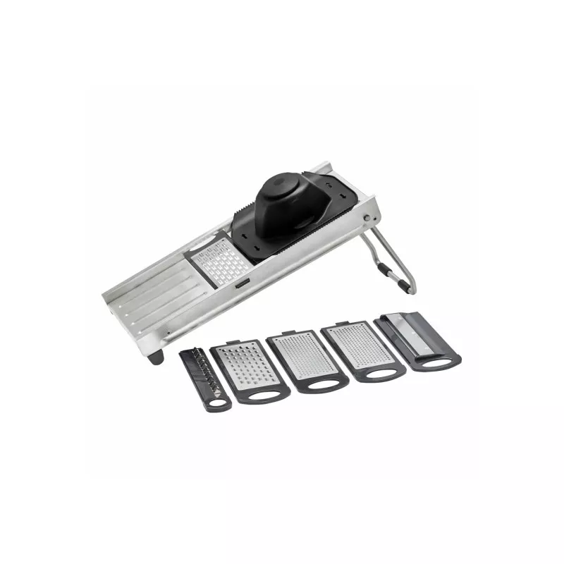 Mandolina industrial Inoxibar 54794 acero inoxidable multifunción con cinco cuchillas ajustables y diseño ergonómico