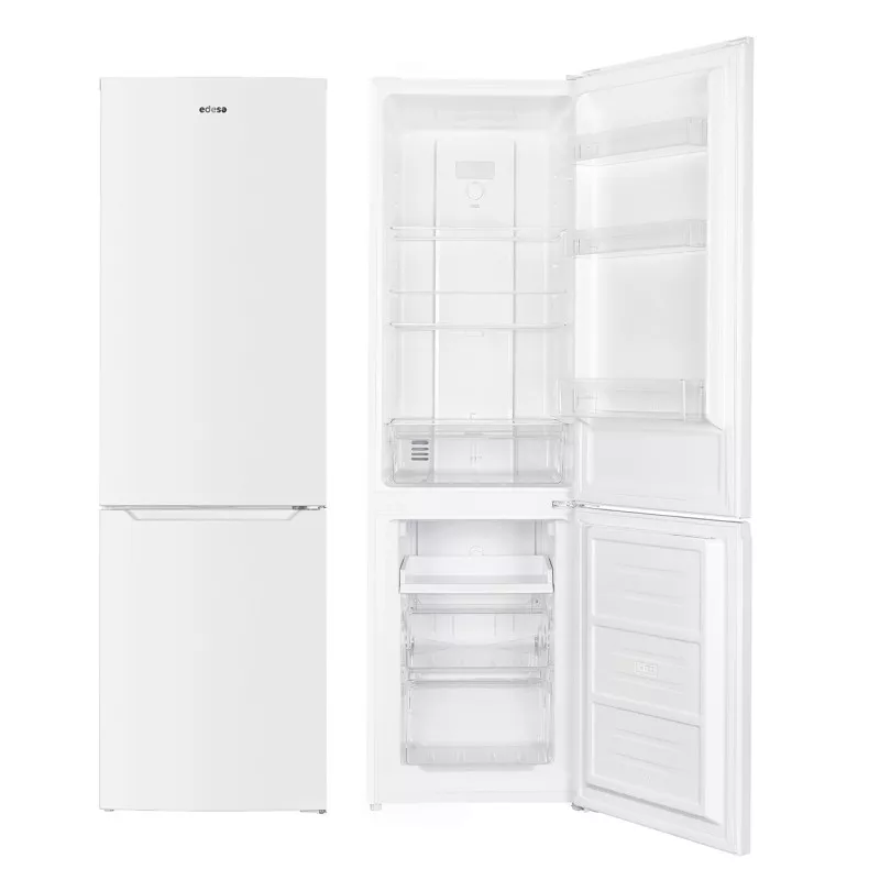 Frigorífico combi Edesa EFC-1821 ST WH/A 180x55 blanco, diseño moderno con acabado en blanco y espacio amplio de almacenamiento.
