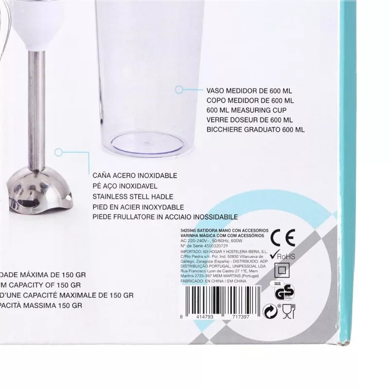 Batidora de mano Dcook Gallery – 600 W, vaso 700 ml, 2 velocidades