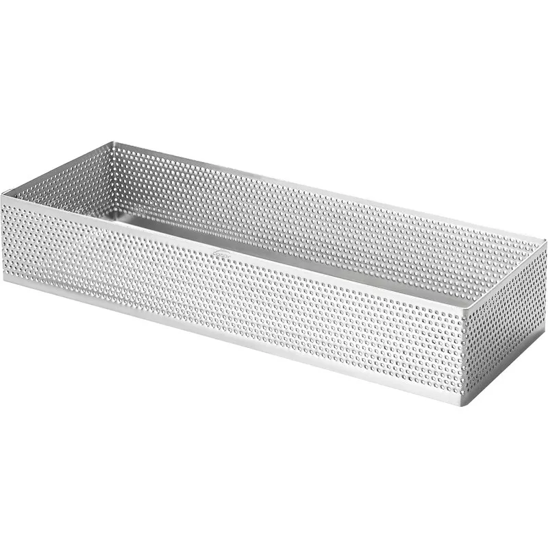 Aro rectangular perforado 7x20x2 cm Lacor 68590 de acero inoxidable con diseño funcional y acabado brillante.