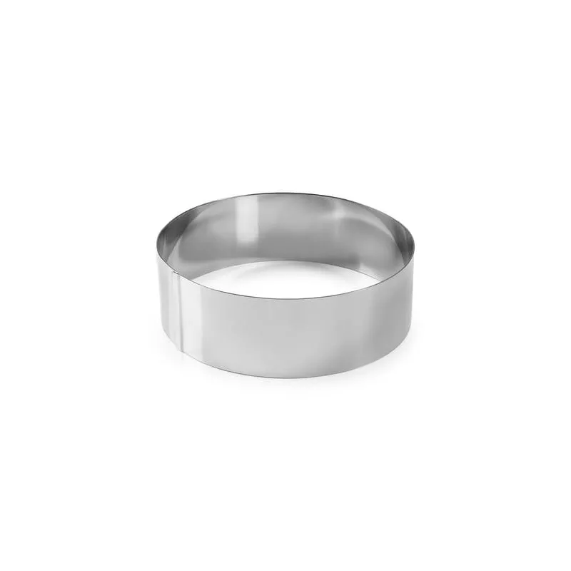 Aro redondo 8x6 cm Lacor 68608 de acero inoxidable pulido, ideal para repostería y decoraciones culinarias.