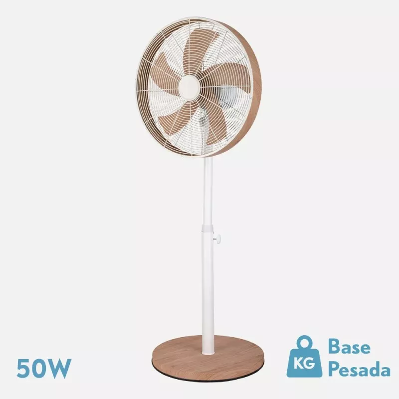 Ventilador de pie Fabrilamp Alcañiz 50W 3V blanco/haya