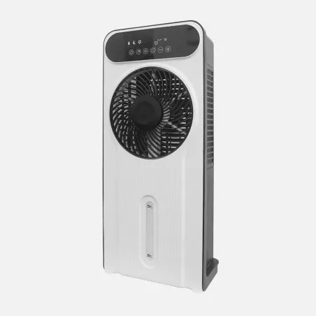 Climatizador evaporativo Fabrilamp Opium 35W 12V 5L de diseño vertical en color blanco con ventilador y depósito de 5 litros.