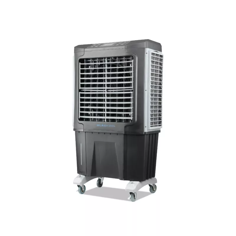 Climatizador evaporativo industrial M Confort Blackool 6 220W en color negro con ruedas y diseño compacto ideal para grandes esp