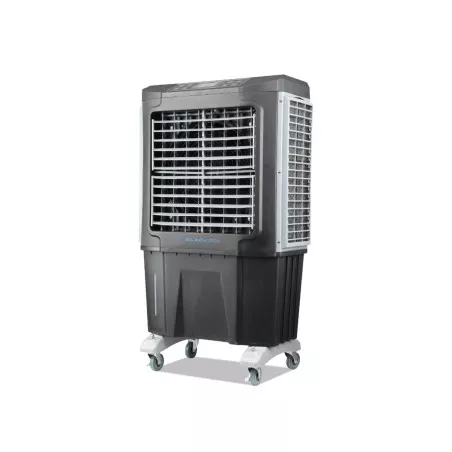Climatizador evaporativo industrial M Confort Blackool 6 220W en color negro con ruedas y diseño compacto ideal para grandes esp
