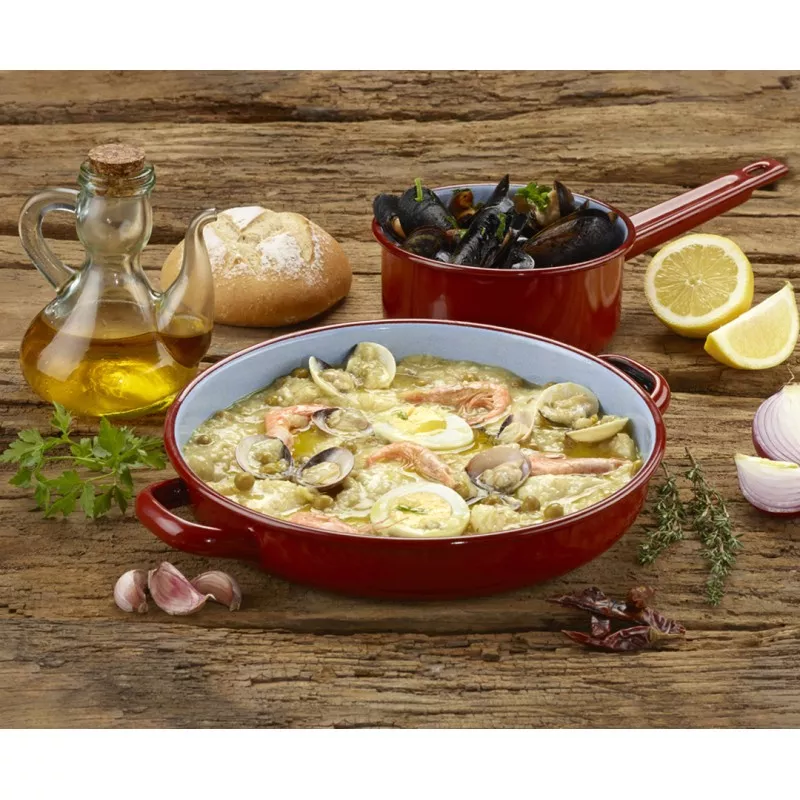 Cacerola esmaltada La Estrella 20 cm marrón acero con acabado brillante y diseño clásico ideal para cocinar y servir.