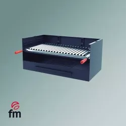 Barbacoa carbón y leña FM BV-60 sobremesa 60 cm de acero negro con rejilla de hierro y sistema de evacuación de cenizas.