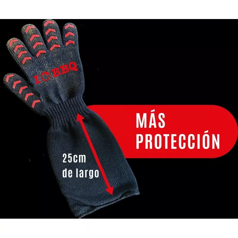 GUANTE BARBACOA MASSO 231631 de fibra ignífuga color negro con protección extra y diseño antideslizante de 25 cm