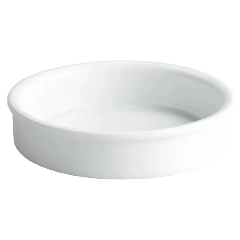 Cacerola Viejo Valle 8 cm de loza blanca para horno sin asas, diseño redondo y acabado liso.