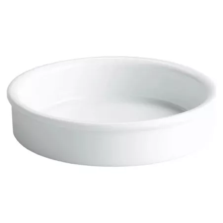 Cacerola Viejo Valle 8 cm de loza blanca para horno sin asas, diseño redondo y acabado liso.