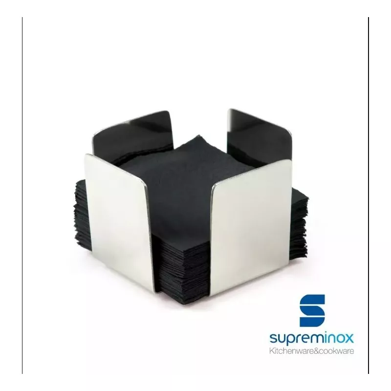 Servilletero mini acero inoxidable Supreminox 8064 brillante con diseño moderno y compacidad ideal para mesas.