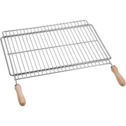 PARRILLA 50*40 EXTENSIBLE SAUVIC 02722 de acero inoxidable con asas de madera y diseño compacto ideal para asar.