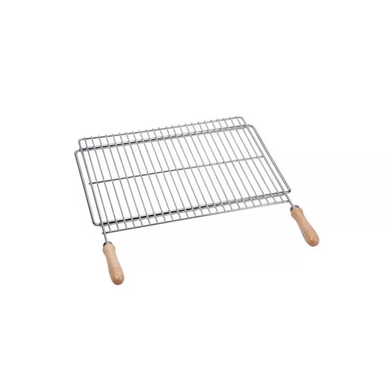 PARRILLA 60*40 EXTENSIBLE SAUVIC 02724 de acero inoxidable con mangos de madera, diseño práctico y funcional.