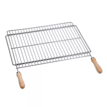 PARRILLA 60*40 EXTENSIBLE SAUVIC 02724 de acero inoxidable con mangos de madera, diseño práctico y funcional.