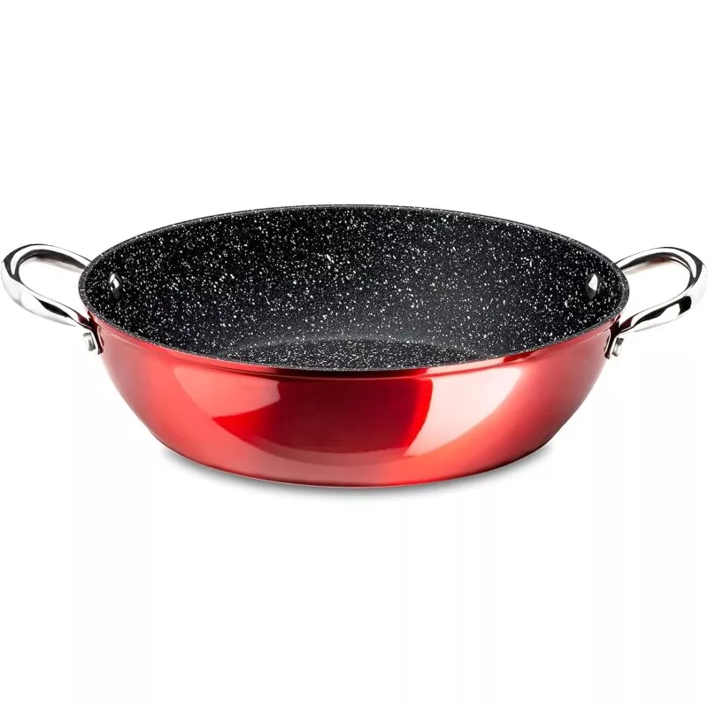 Cacerola Vier Red 24 cm de aluminio forjado con acabado antiadherente y mangos de acero inoxidable.