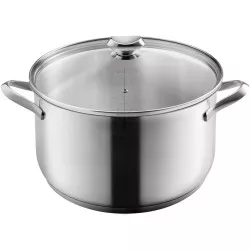Cacerola alta Metaltex Icona 20 cm acero inoxidable con tapa y acabado pulido, ideal para cocina moderna