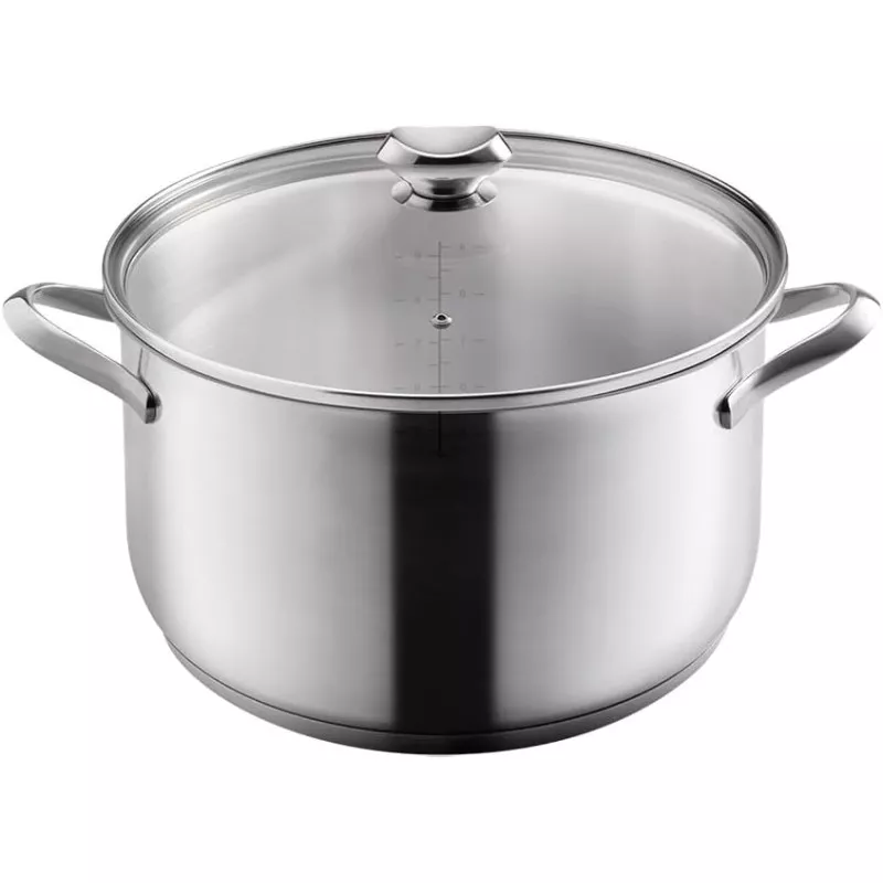 Cacerola alta Metaltex Icona 20 cm acero inoxidable con tapa y acabado pulido, ideal para cocina moderna