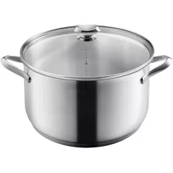 Cacerola alta Metaltex Icona 24 cm acero inoxidable con tapa, diseño elegante y acabado pulido.