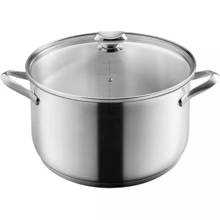 Cacerola alta Metaltex Icona 24 cm acero inoxidable con tapa, diseño elegante y acabado pulido.