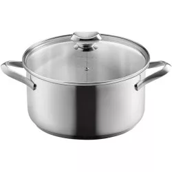 Cacerola baja Metaltex Icona 24 cm acero inoxidable de diseño elegante y acabado pulido, ideal para cocinar.