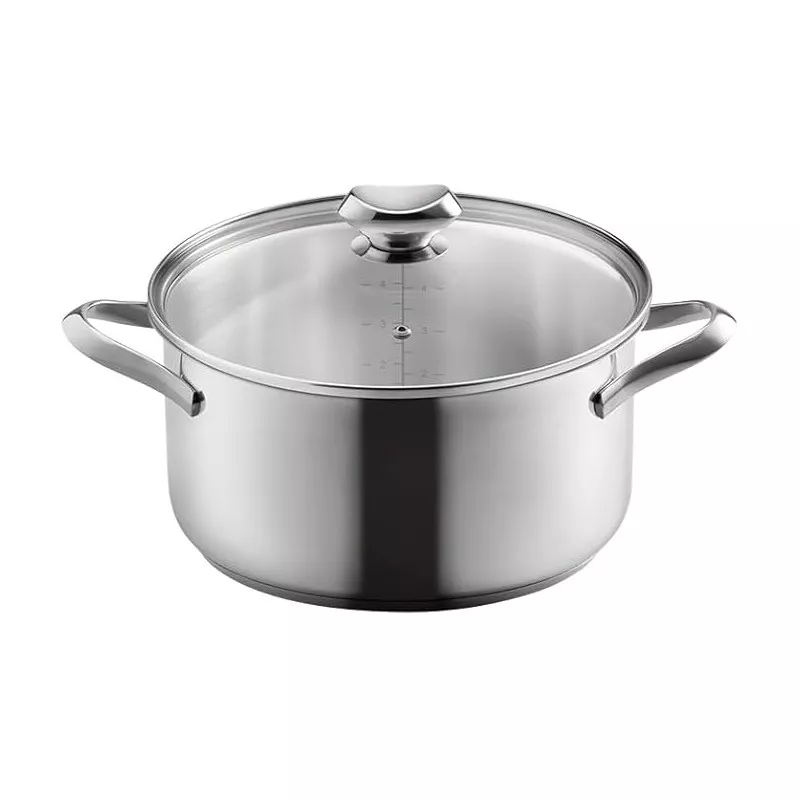 Cacerola baja Metaltex Icona 30 cm acero inoxidable con tapa, resistente y elegante, ideal para cocción.