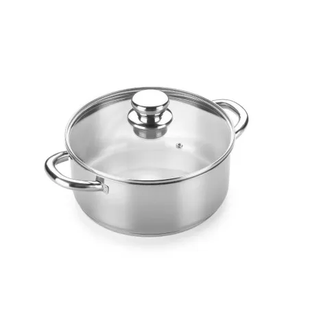 Cacerola Alza Noblesse 20 cm acero inoxidable inducción con tapa de vidrio y asas ergonómicas pulidas