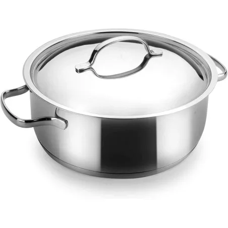 TARTERA BASIC 24 CM. 32624 LACOR de acero inoxidable con tapa, diseño clásico y acabado pulido ideal para cocina.