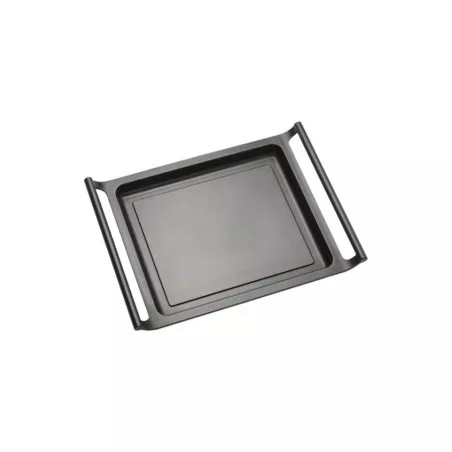 PARRILLA PLANA EFFICIENT 45 BRA de aluminio negra con asas, diseño rectangular y acabado antiadherente.