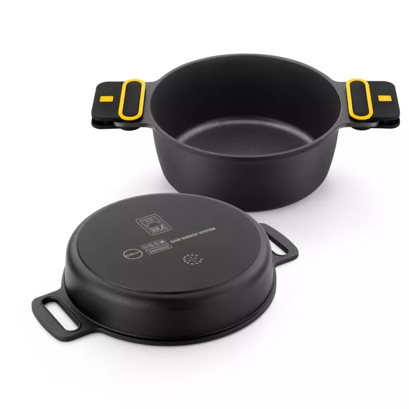 Cacerola baja Bra Daily Pro 36 cm de aluminio inducción con acabado negro y asas resistentes al calor